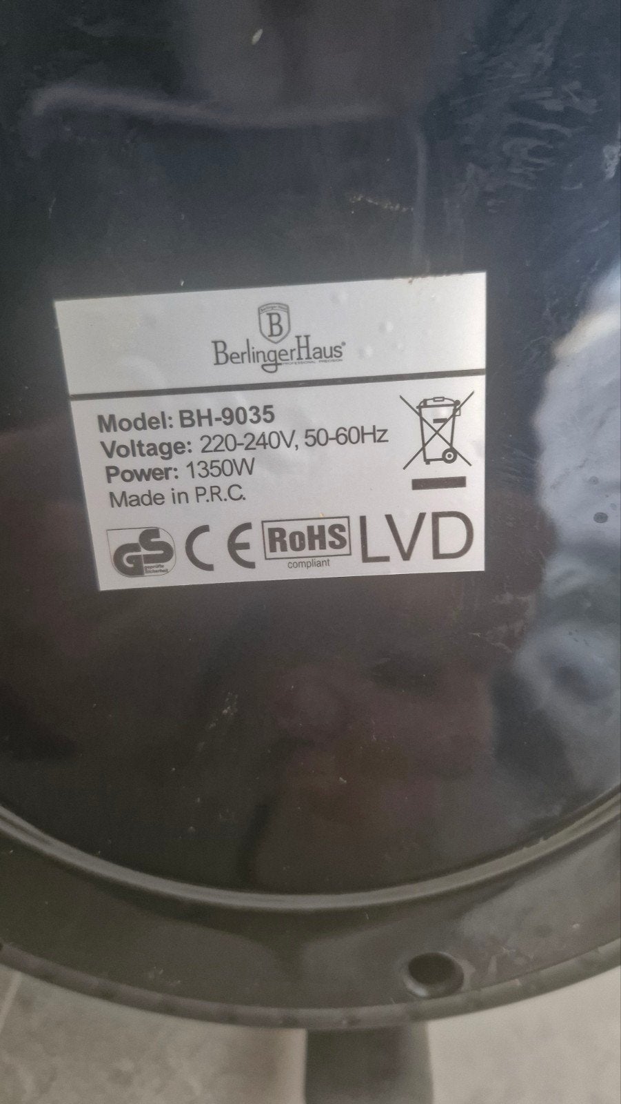 Berlinger Haus Airfryer BH-9035 - Zwart/Koper, Ophalen, Airfryer