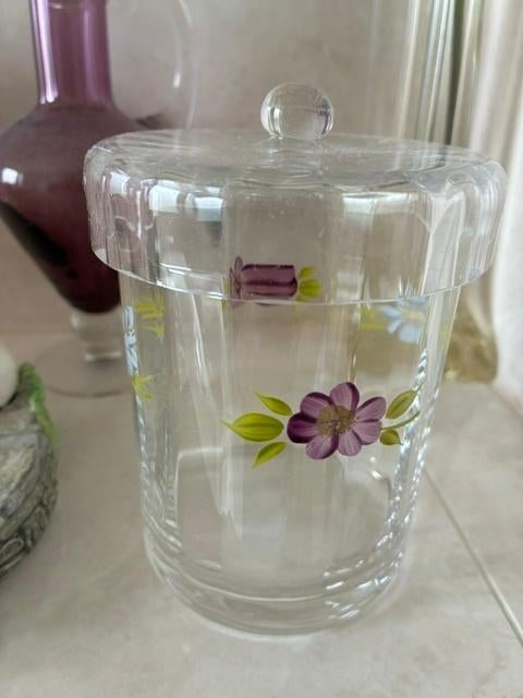 laura esley facet geslepen glas met deksel, Antiek en Kunst, Ophalen of Verzenden