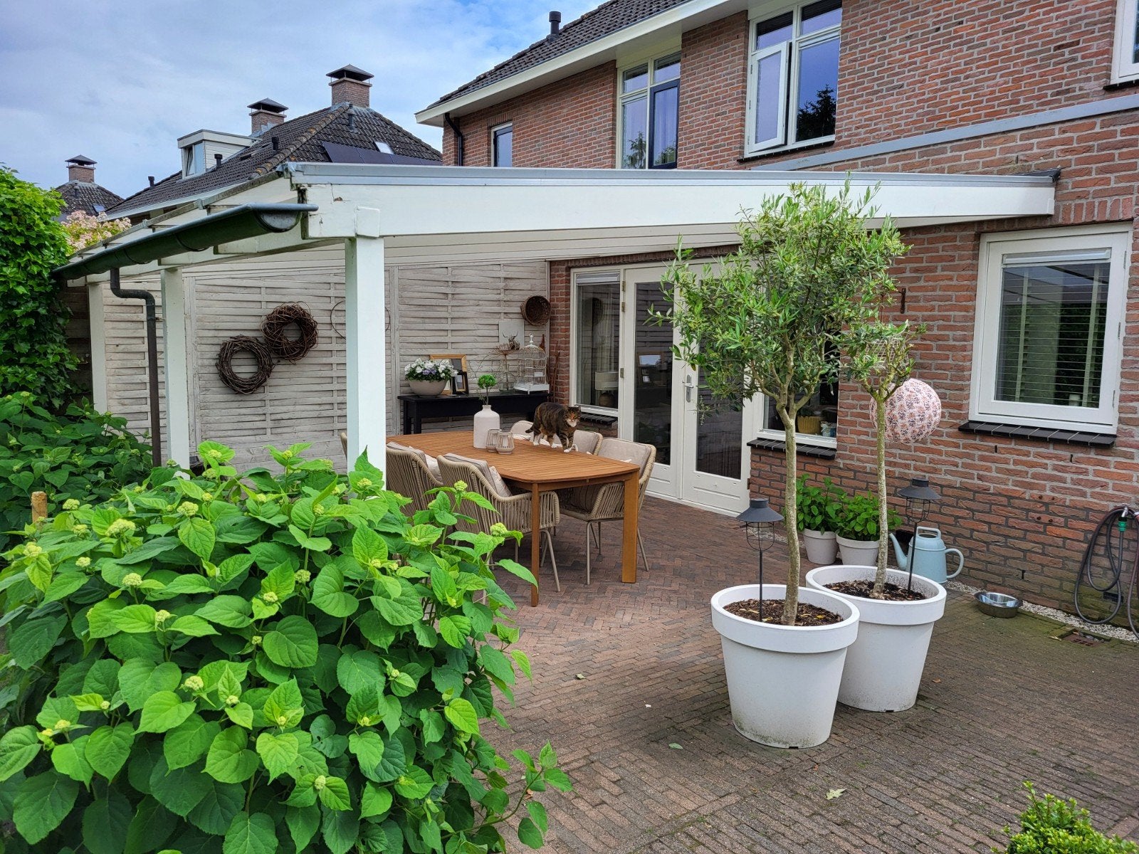 Overkaping,houten balken  met polycarbonaat platen, Ophalen of Verzenden, Gebruikt, Veranda