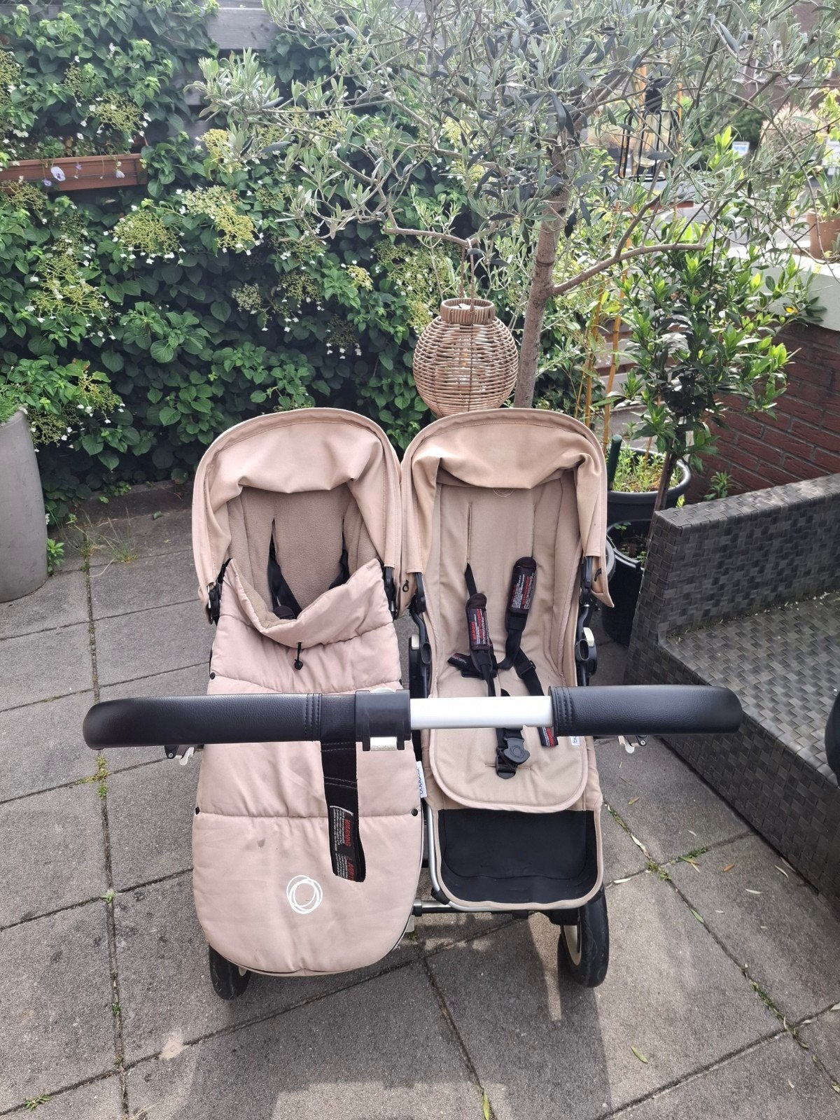 Complete Bugaboo Donkey Tweelingkinderwagen (Beige), Kinderen en Baby's, Kinderwagens en Combinaties, Ophalen, Gebruikt, Bugaboo