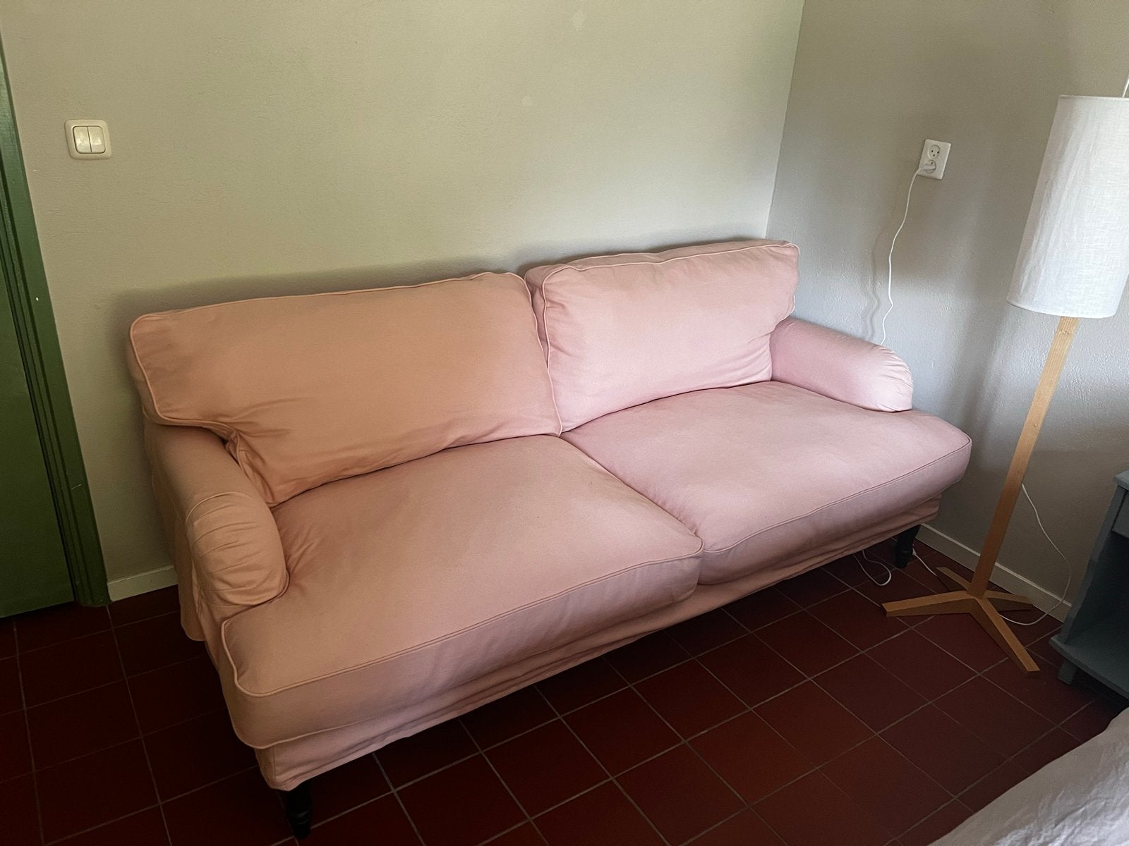 Ikea Stocksund, driepersoonsbank roze, Huis en Inrichting, Ophalen, Driepersoons, 75 tot 100 cm, Zo goed als nieuw
