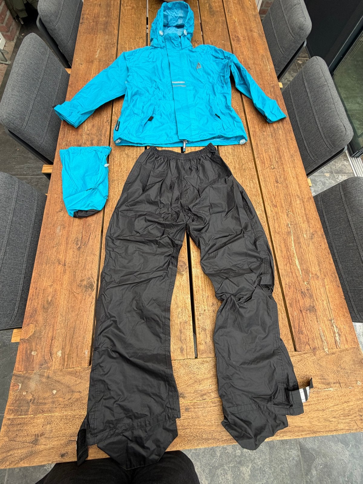 Ralka Regenpak (jas en broek) - Maat 152, Caravans en Kamperen, Regenkleding, Ophalen of Verzenden, Zo goed als nieuw, Regenbroek