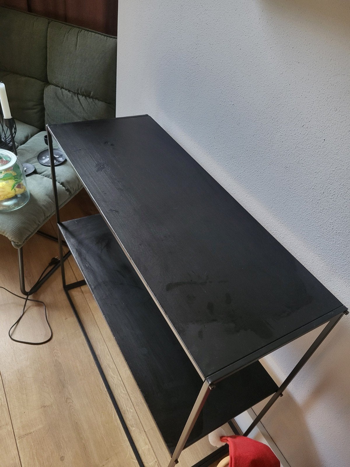 Zwart metalen rek met twee planken, Ophalen, Gebruikt, Metaal of Aluminium, Modern industrieel
