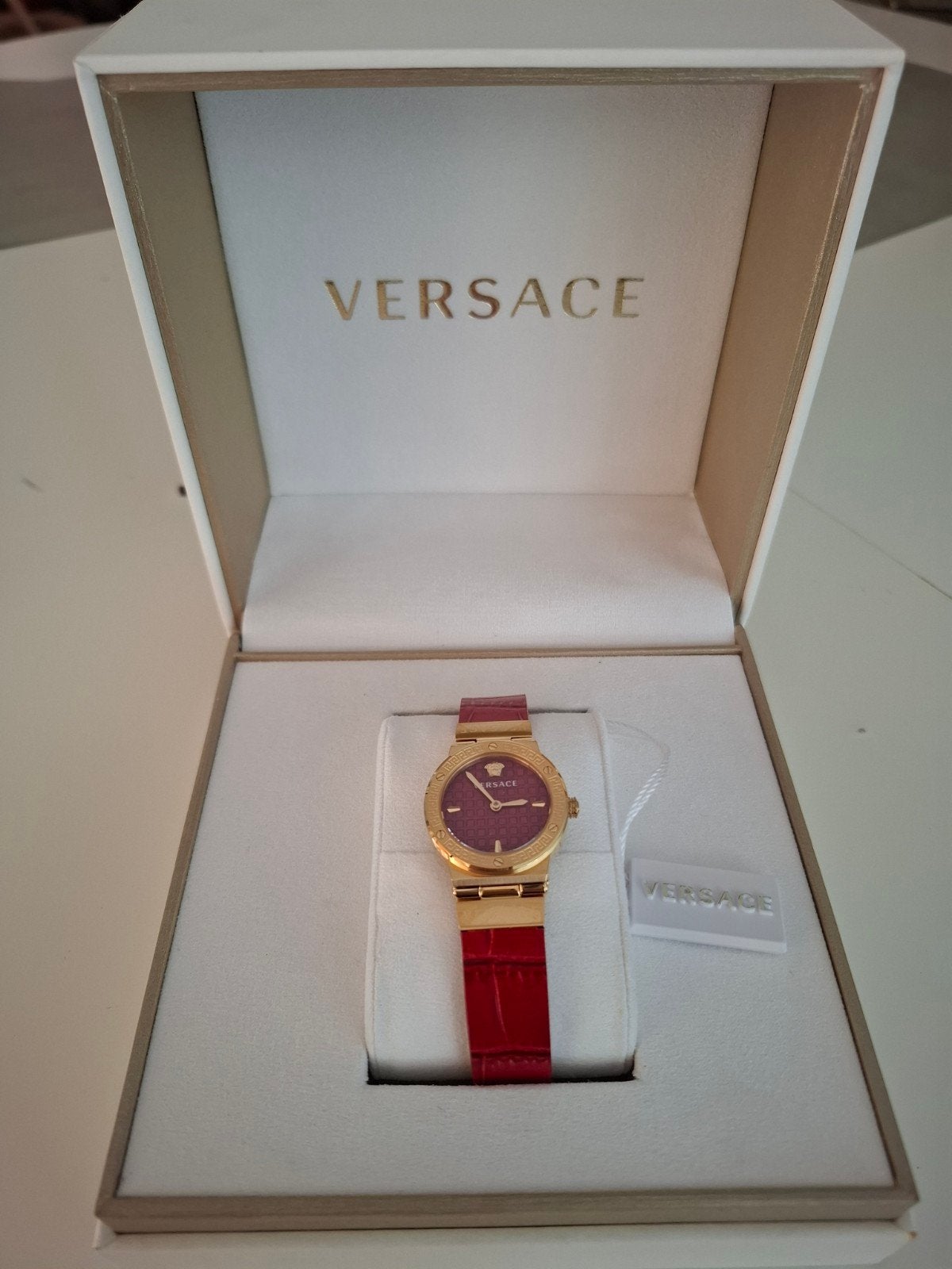 Versace Greca Logo Mini Horloge VEZ100621, Overige merken, Leer, Staal, Polshorloge