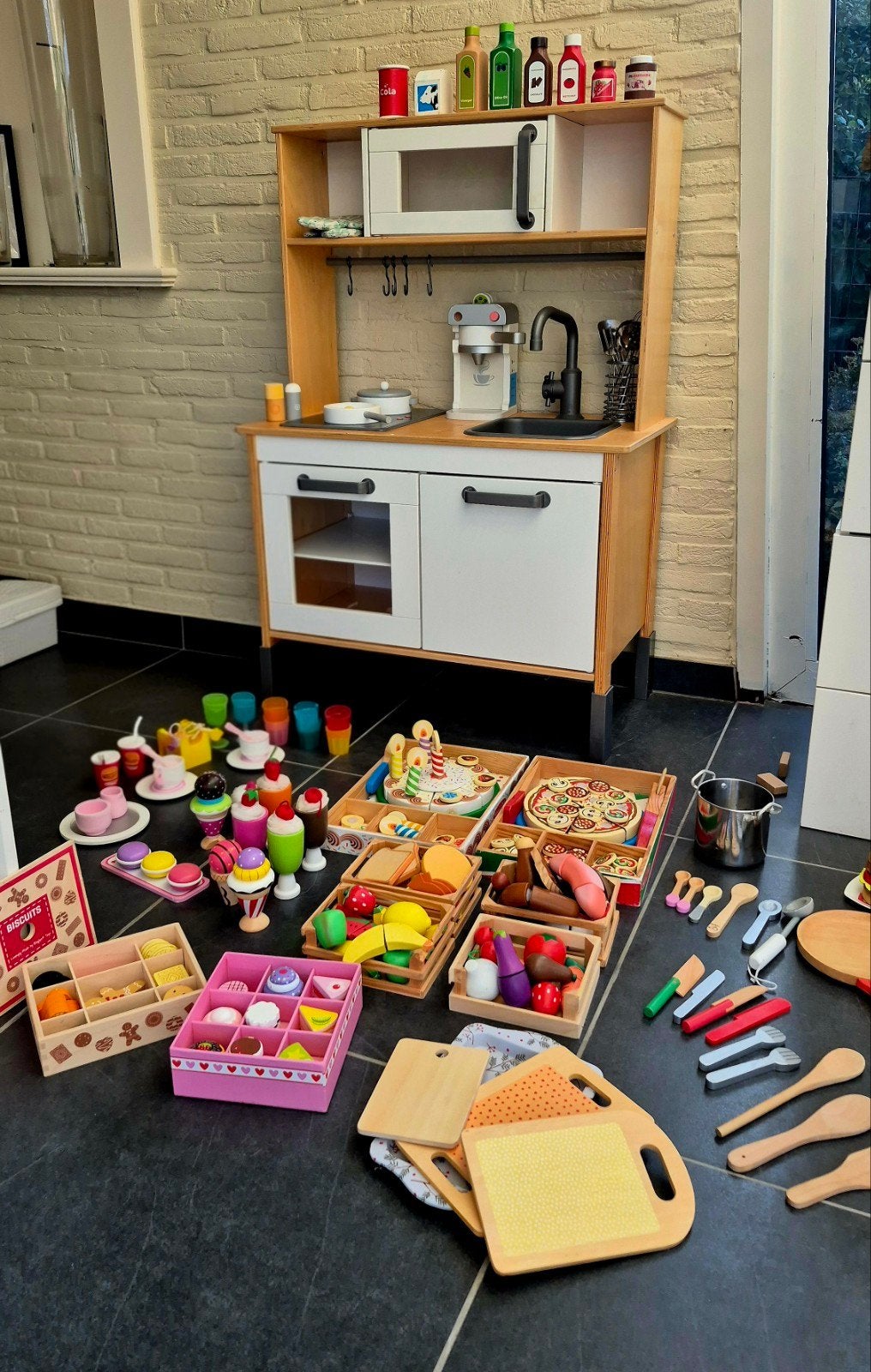 IKEA Speelkeuken met uitgebreide houten speelgoedset, Ophalen, Gebruikt, Ontdekken, Met licht