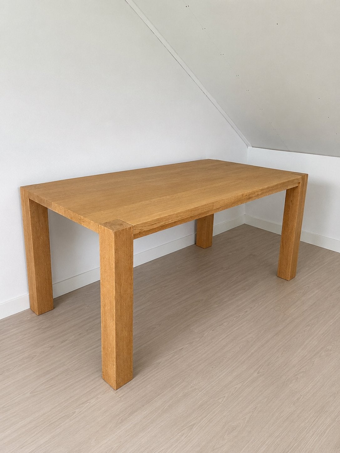 Luxe massief eiken eettafel 160x85cm, Ophalen, Zo goed als nieuw