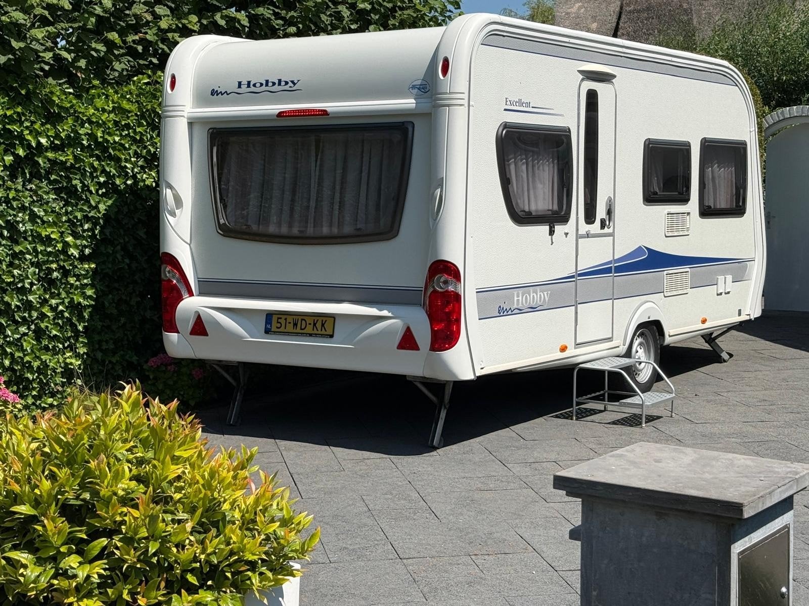 Hobby Excellent 455 UF- Ruime en complete caravan, Kachel, Rondzit, Hobby, Dwarsbed