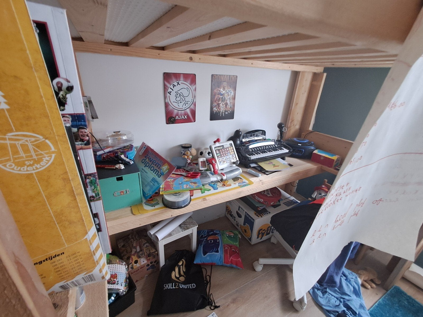 Super mooie stijgerhouten hoogslaper, Ophalen, Eenpersoons, Zo goed als nieuw, 90 cm