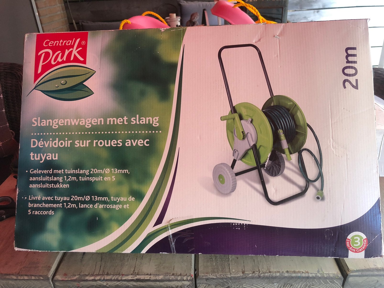 Haspel voor tuinslang, Tuin en Terras, Tuinslangen, Ophalen, Zo goed als nieuw, Tuinslang