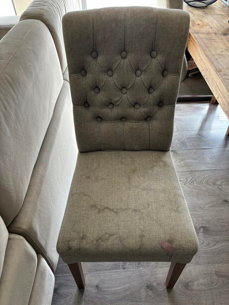 GRATIS 4 X Greige/taupe kleurige keukenstoelen, Ophalen, Gebruikt, Overige kleuren, Vier