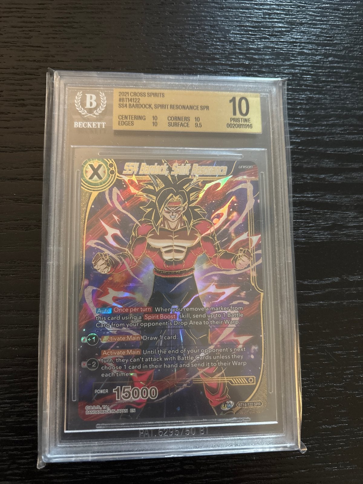 SS4 Bardock, Spirit Resonance SPR - BGS 10 Pristine, Ophalen of Verzenden, Zo goed als nieuw, Losse kaart, Foil