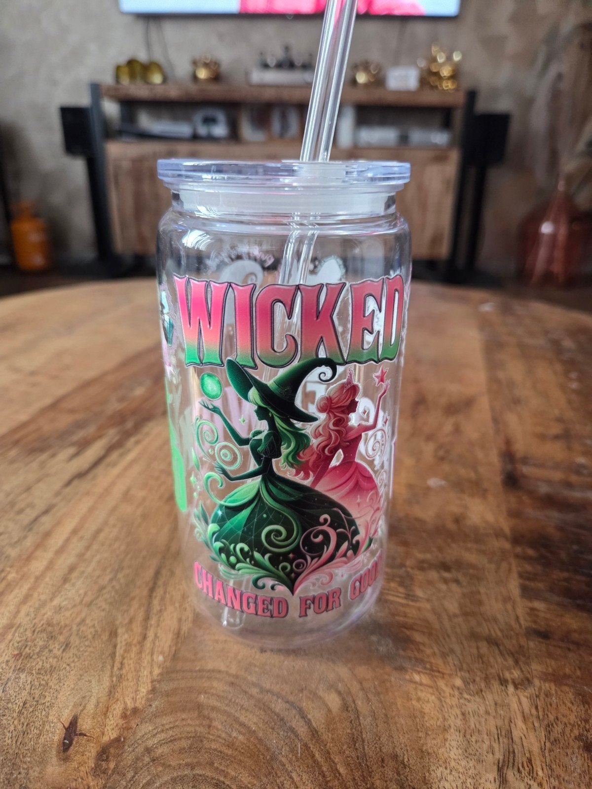 Nieuwe plastic beker met Wicked-thema en rietje, Overige typen, Kunststof, Nieuw, Ophalen of Verzenden