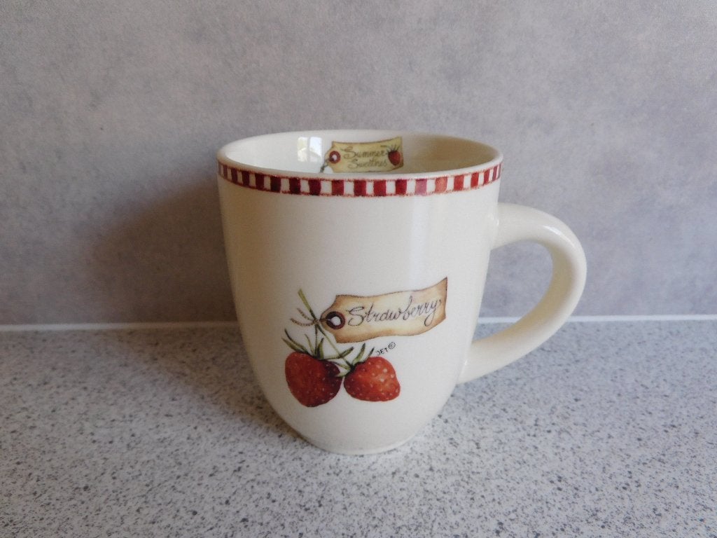 Mok Strawberry - JET by ter Steege - 9x8 cm, Huis en Inrichting, Keramiek, Landelijk/Boerenbont, Zo goed als nieuw, Jet by Ter Steege