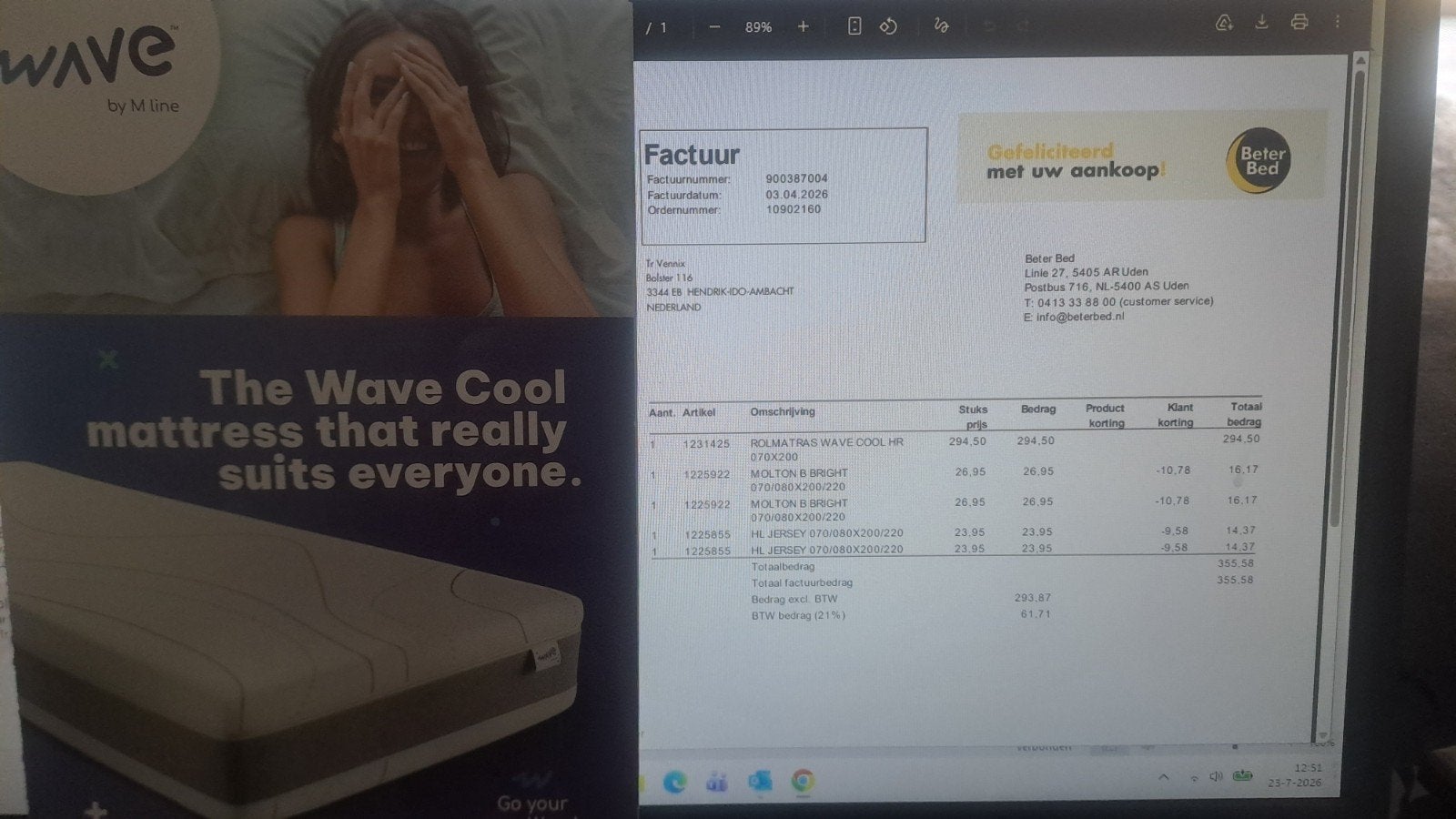 nieuw matras Wave Cool HR M line 70x200+moltons en hoeslaken, Huis en Inrichting, Slaapkamer | Matrassen en Bedbodems, Nieuw, Ophalen of Verzenden