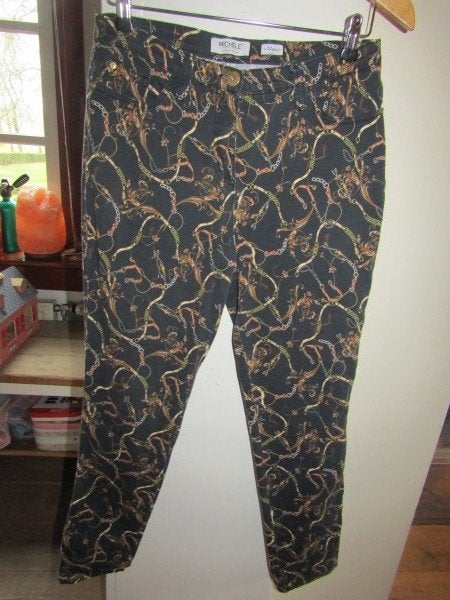 F1878 Michèle Luxury Pants mt 38 broek zwart cognac, Kleding | Dames, Maat 38/40 (M), Bruin, Verzenden, Zo goed als nieuw