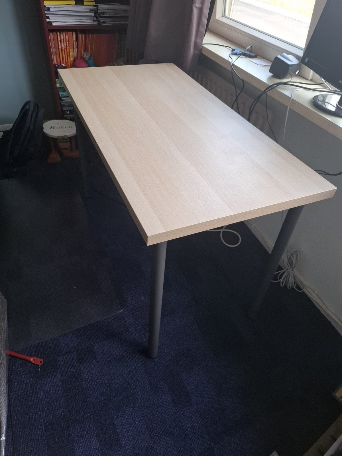 IKEA lagkapten Bureau - Licht hout met grijze poten, Ophalen, Demontabel, Gebruikt, Hout