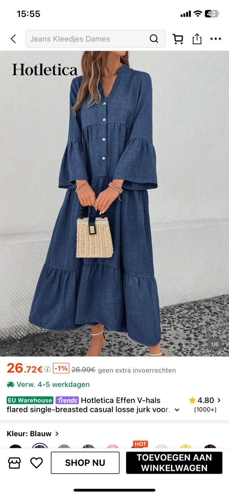 Jurk  maat l, Kleding | Dames, Jumpsuits, Ophalen of Verzenden, Zo goed als nieuw, Maat 38/40 (M)