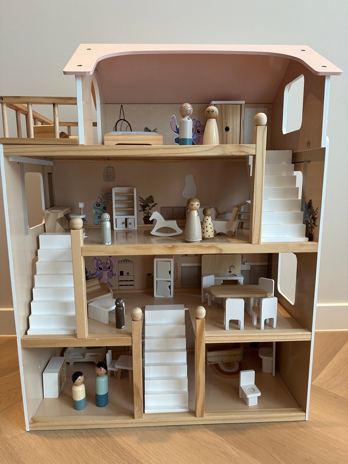 Petit Amelie Groot Houten Poppenhuis 80cm met Meubels, Ophalen of Verzenden, Gebruikt, Poppenhuis