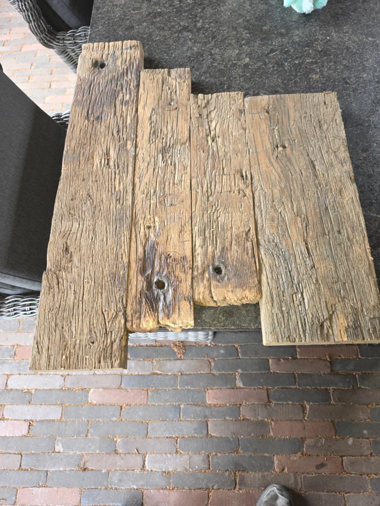 Oude Eiken wagondelen  rest stukken, Doe-het-zelf en Verbouw, Hout en Planken, Ophalen of Verzenden, Eiken, Minder dan 200 cm