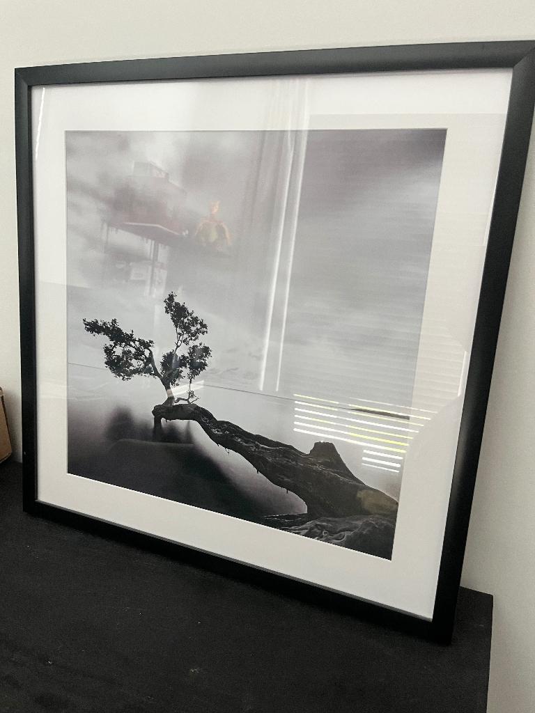 Lijst met afbeelding water in zwart /wit, Ophalen, Minder dan 50 cm, Zo goed als nieuw, Schilderij