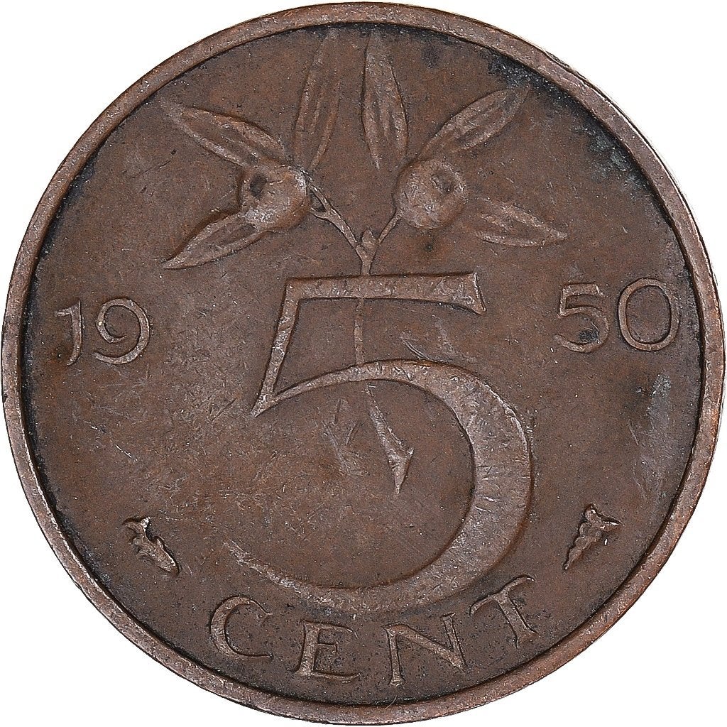 munt 5 cent 1950, Ophalen of Verzenden, Koningin Juliana, 1 cent, Losse munt