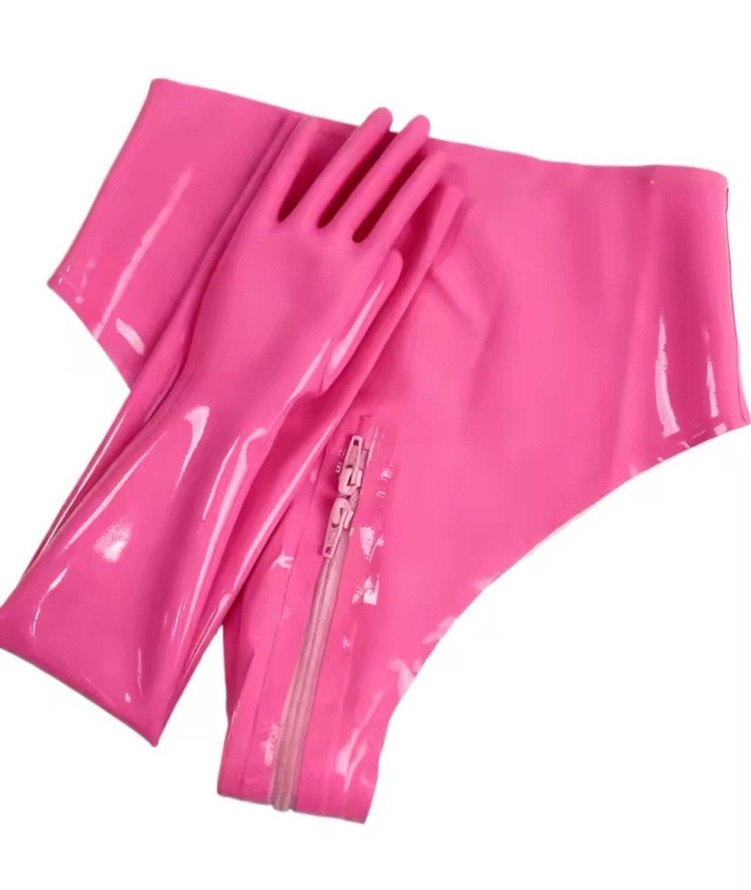 Prachtige Latex Set, Slip en Handschoenen, tm XL, Verzenden, Zwart, Slip