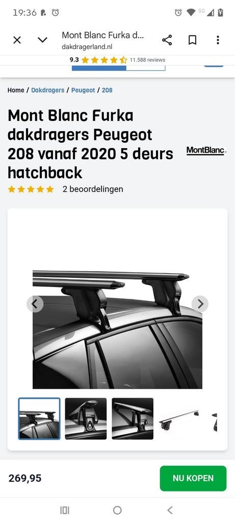 Dakdragers Peugeot 208 (vanaf 2010) - Zo goed als nieuw, Auto diversen, Dakdragers, Ophalen