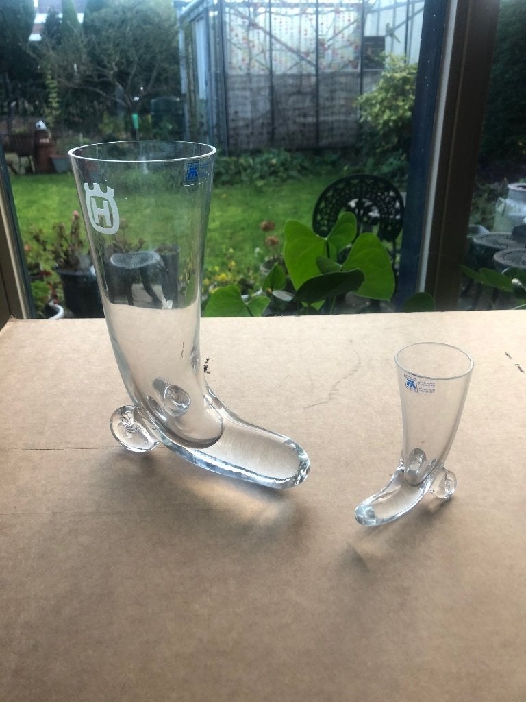 Magnor Norway Viking drinking Horn set. Handmade Crystalline, Ophalen of Verzenden, Gebruikt, Kristal, Overige typen