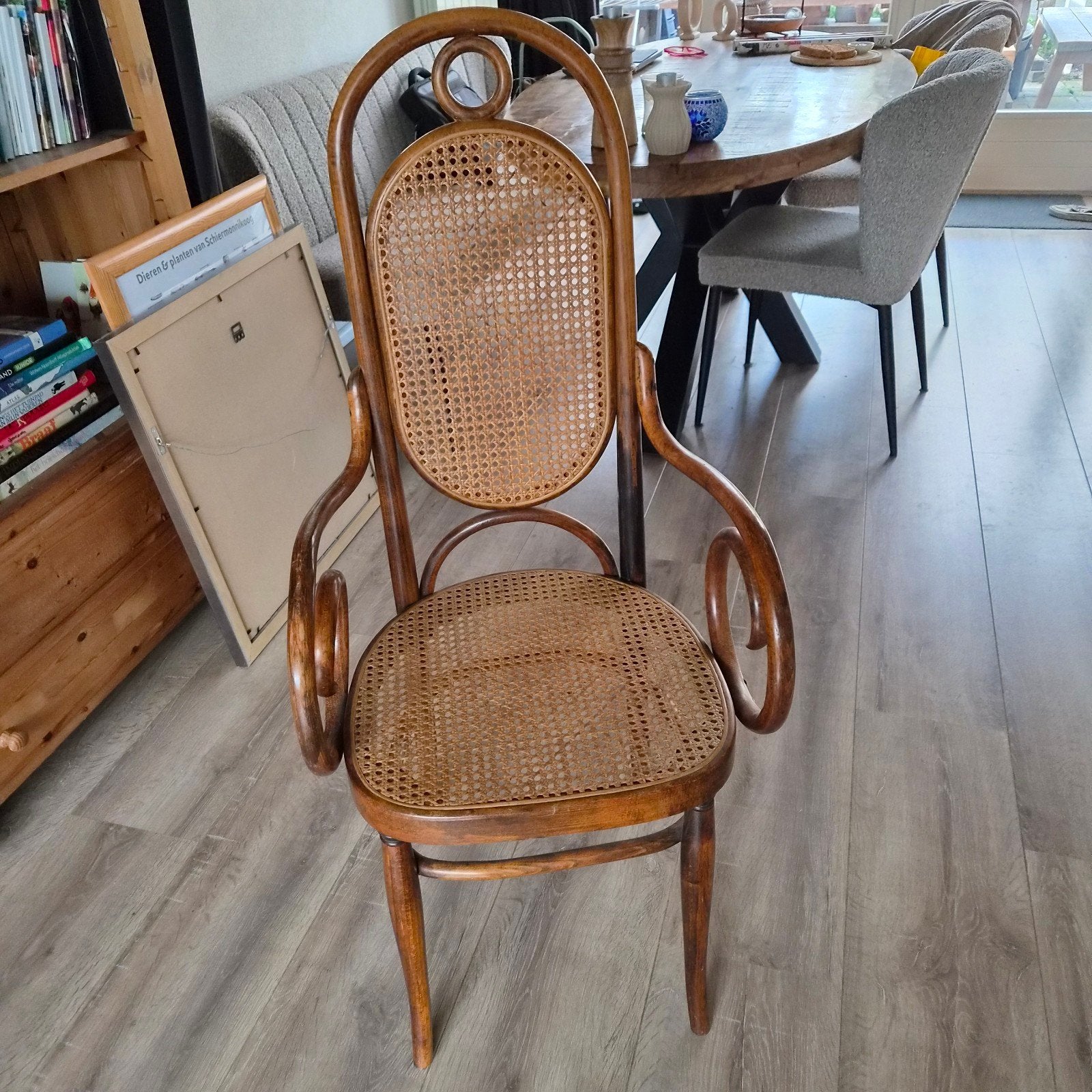 Antieke Thonet stoel, rotan, Ophalen