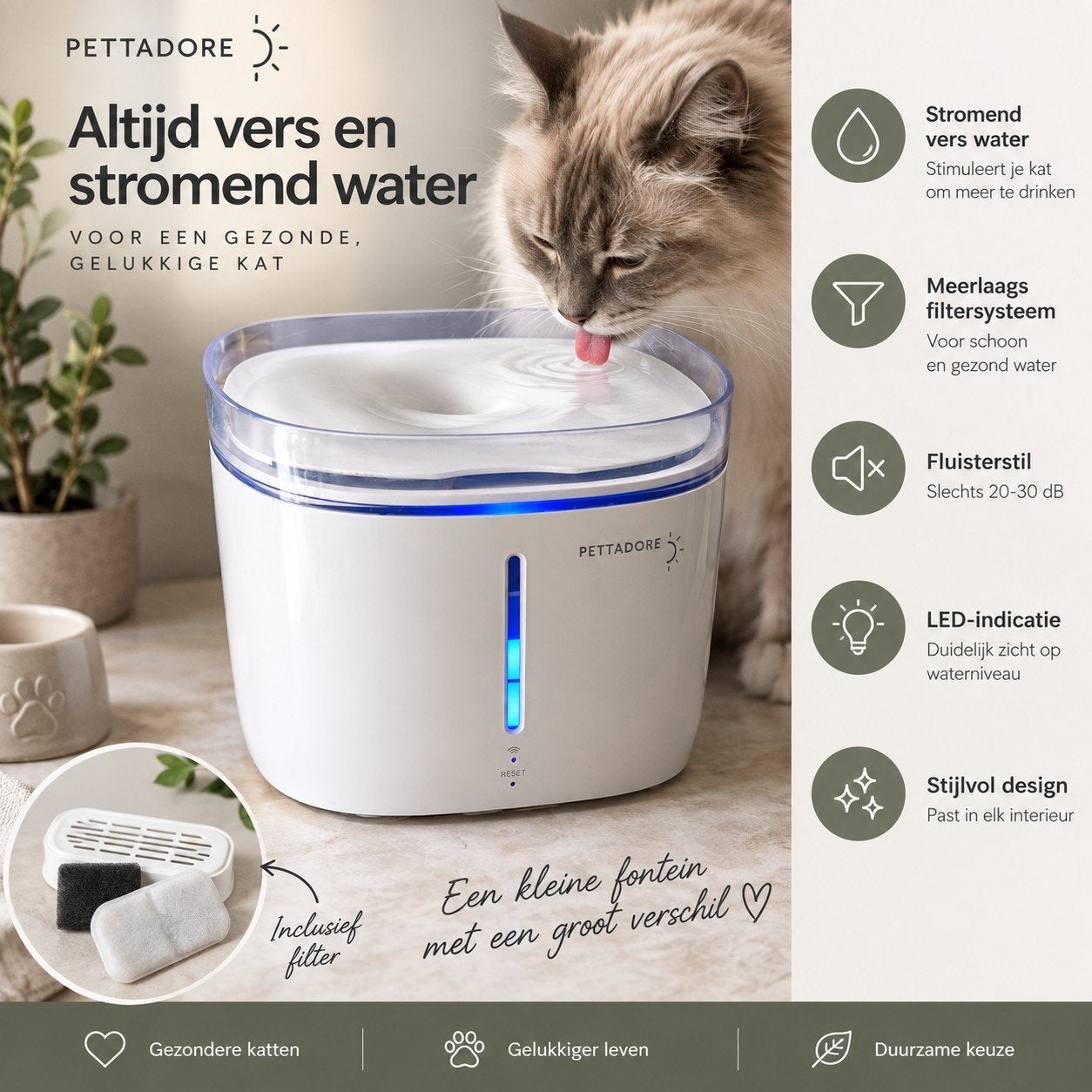 petadore automatische drinkfontein, Dieren en Toebehoren, Ophalen of Verzenden, Zo goed als nieuw