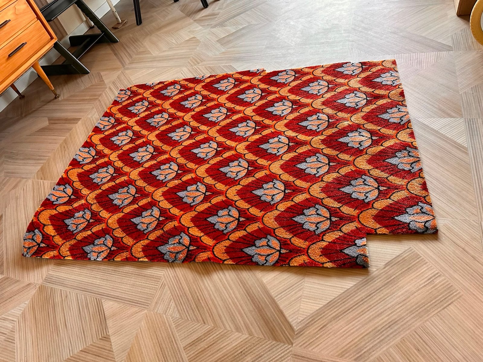 LX droogloopmat met June Flower Fall patroon, Ophalen, 100 tot 150 cm, Zo goed als nieuw, Blauw