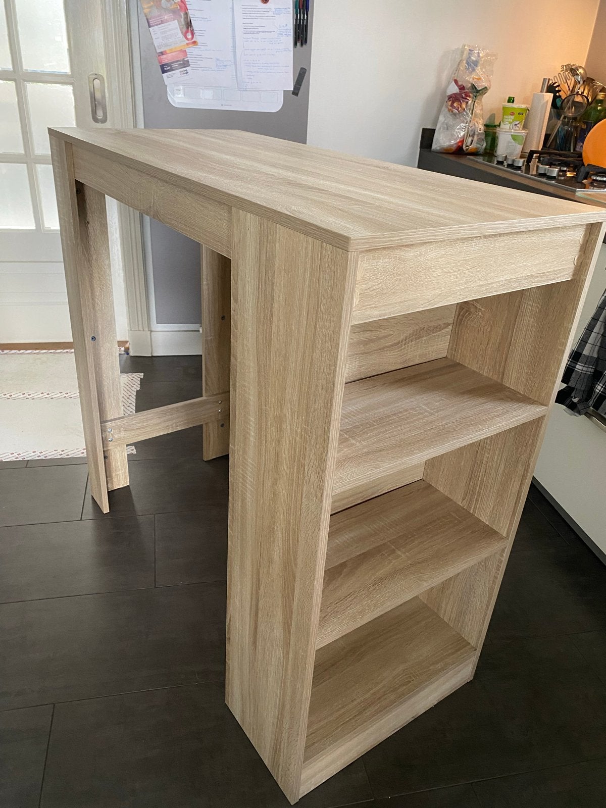 Hoge eettafel/bartafel met opbergruimte - Zo goed als nieuw, Ophalen, 100 tot 150 cm, Tot twee personen, 50 tot 100 cm