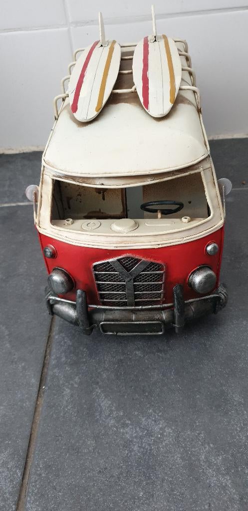 zeer grote metaal metalen bus vw volkswagen rood look retro, Ophalen of Verzenden