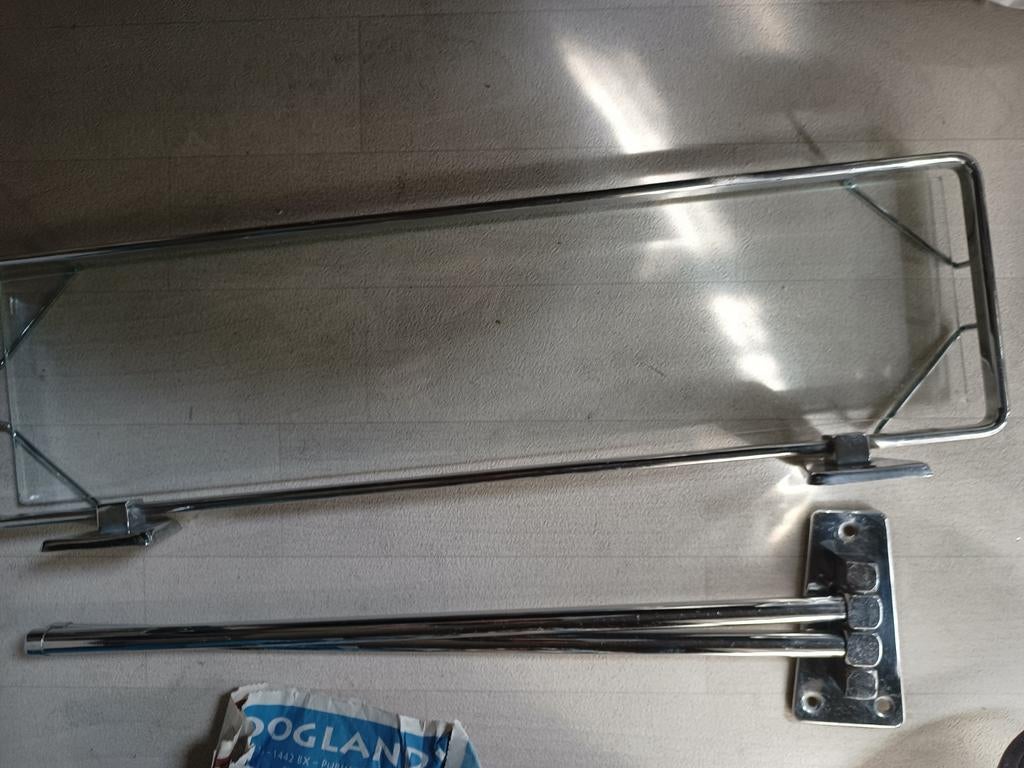 Badkamer rekje met glasplaat en 2x handdoeken rek, Ophalen of Verzenden, Zwart