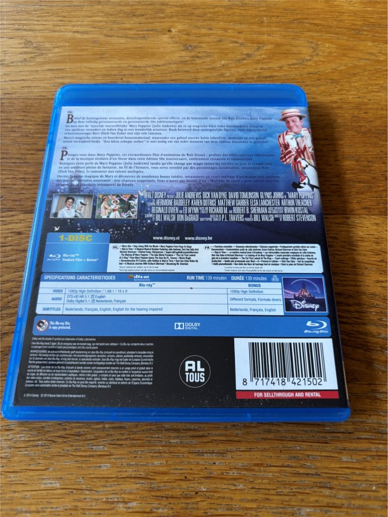 Blu-ray Mary Poppins - 50th Anniversary Edition - NL-Uitgave, Avontuur, Gebruikt, Alle leeftijden, Nederlands
