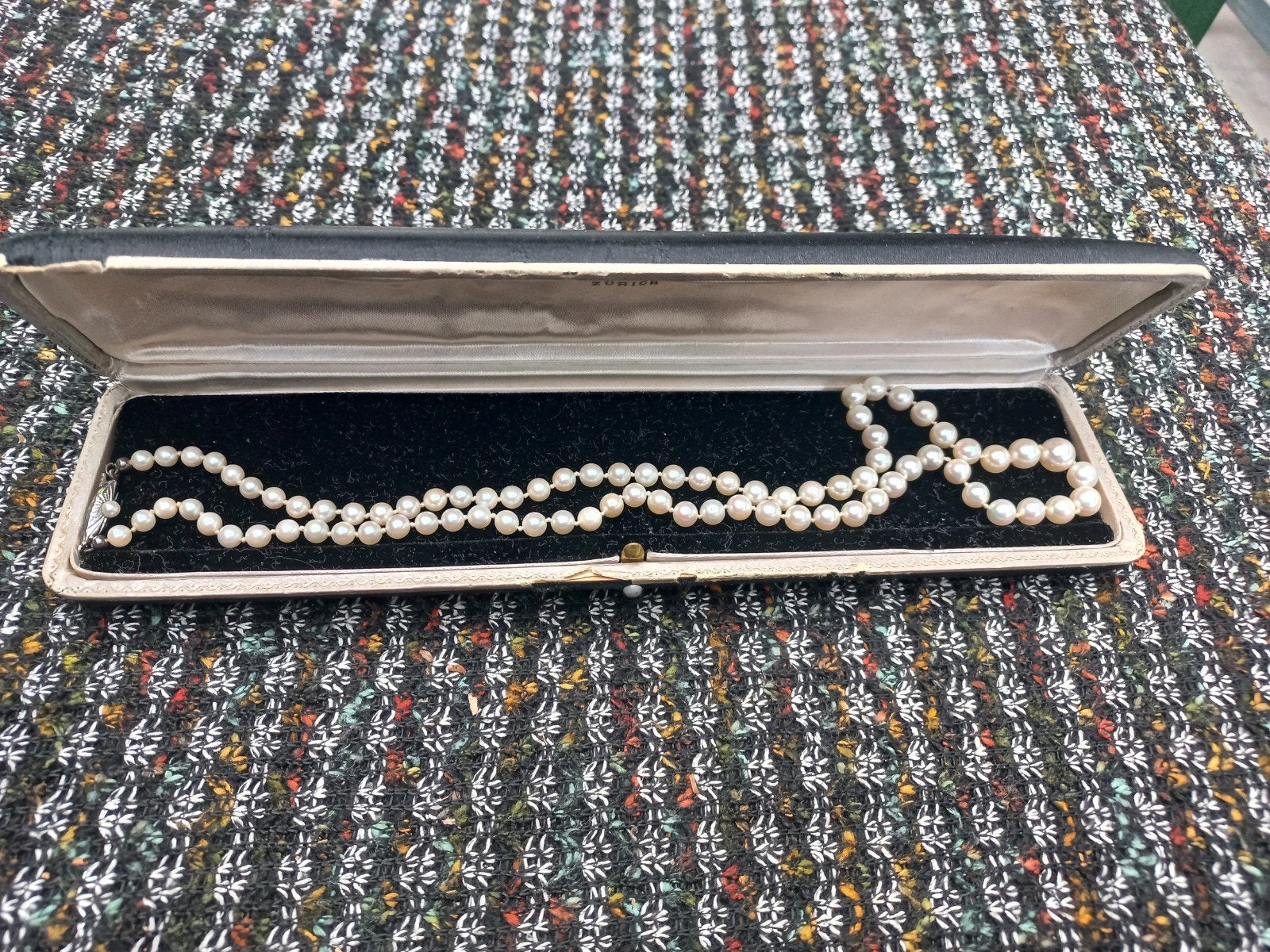 Vintage Parelketting van E. Meister Juwelier Zürich, Ophalen of Verzenden, Overige materialen, Ketting, Met edelsteen