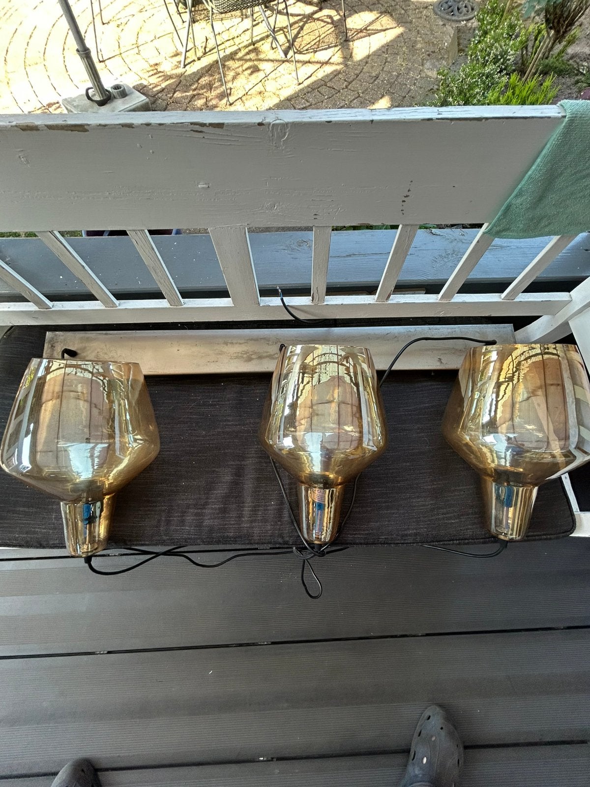 Hanglamp met 3 kelken, Huis en Inrichting, Lampen | Hanglampen, Ophalen, Gebruikt, Glas