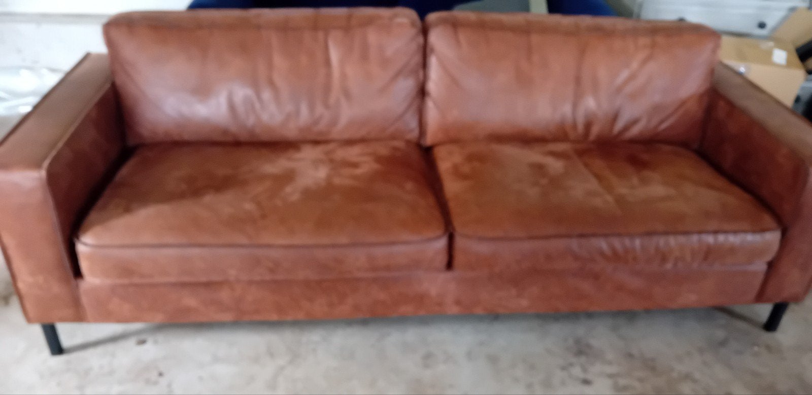 Ruime zitbank in cognacbruin, Ophalen, Modern, Industrieel, Overige maten, 75 tot 100 cm