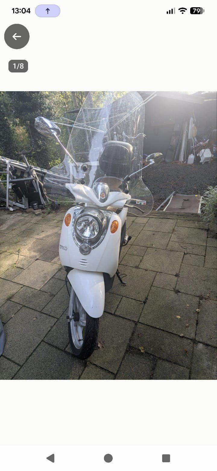 Elektrische scooter - Wit, inclusief topkoffer, Ophalen, Gebruikt, Elektrisch, Overige merken