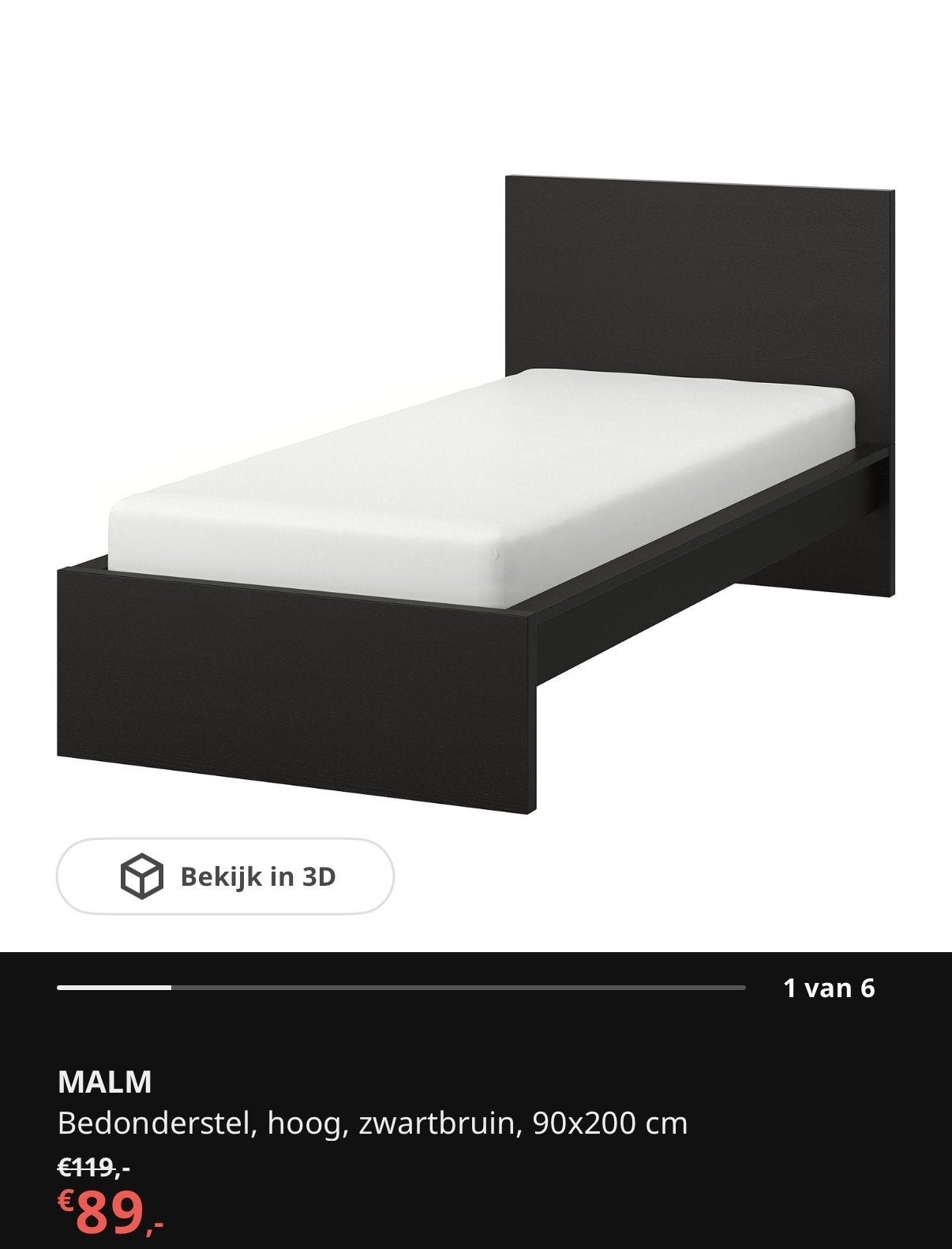 IKEA MALM Bedonderstel 90x200 met lattenbodem en matras, Huis en Inrichting, Slaapkamer | Bedden, Ophalen, 90 cm, Eenpersoons