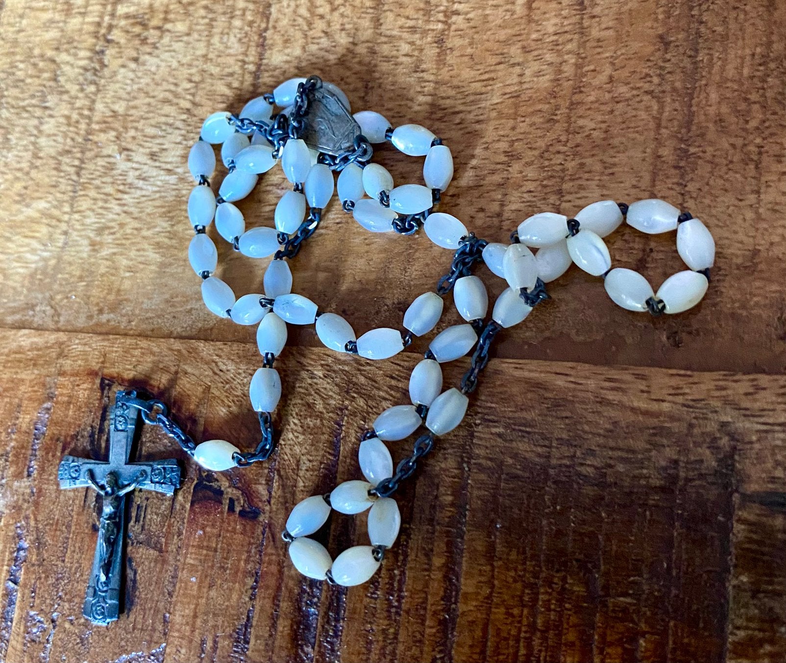 Frankrijk antieke rozenkrans met etuitje, Verzenden, Gebruikt, Overige typen, Christendom | Katholiek