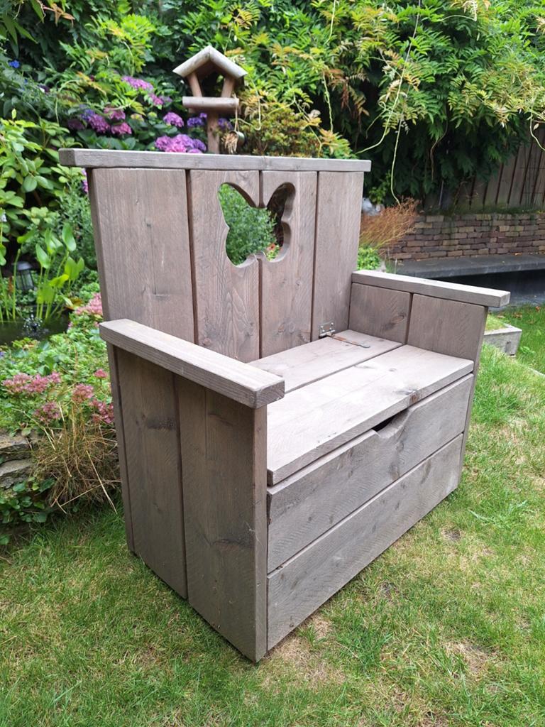 Kindertuinbankje van hout met klep en opbergruimte, Tuin en Terras, Ophalen