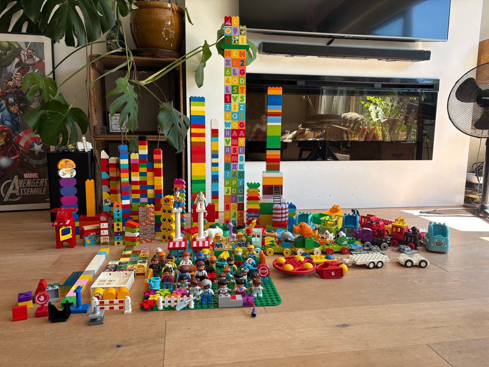 Grote collectie LEGO Duplo met figuren en voertuigen, Ophalen, Gebruikt, Overige merken