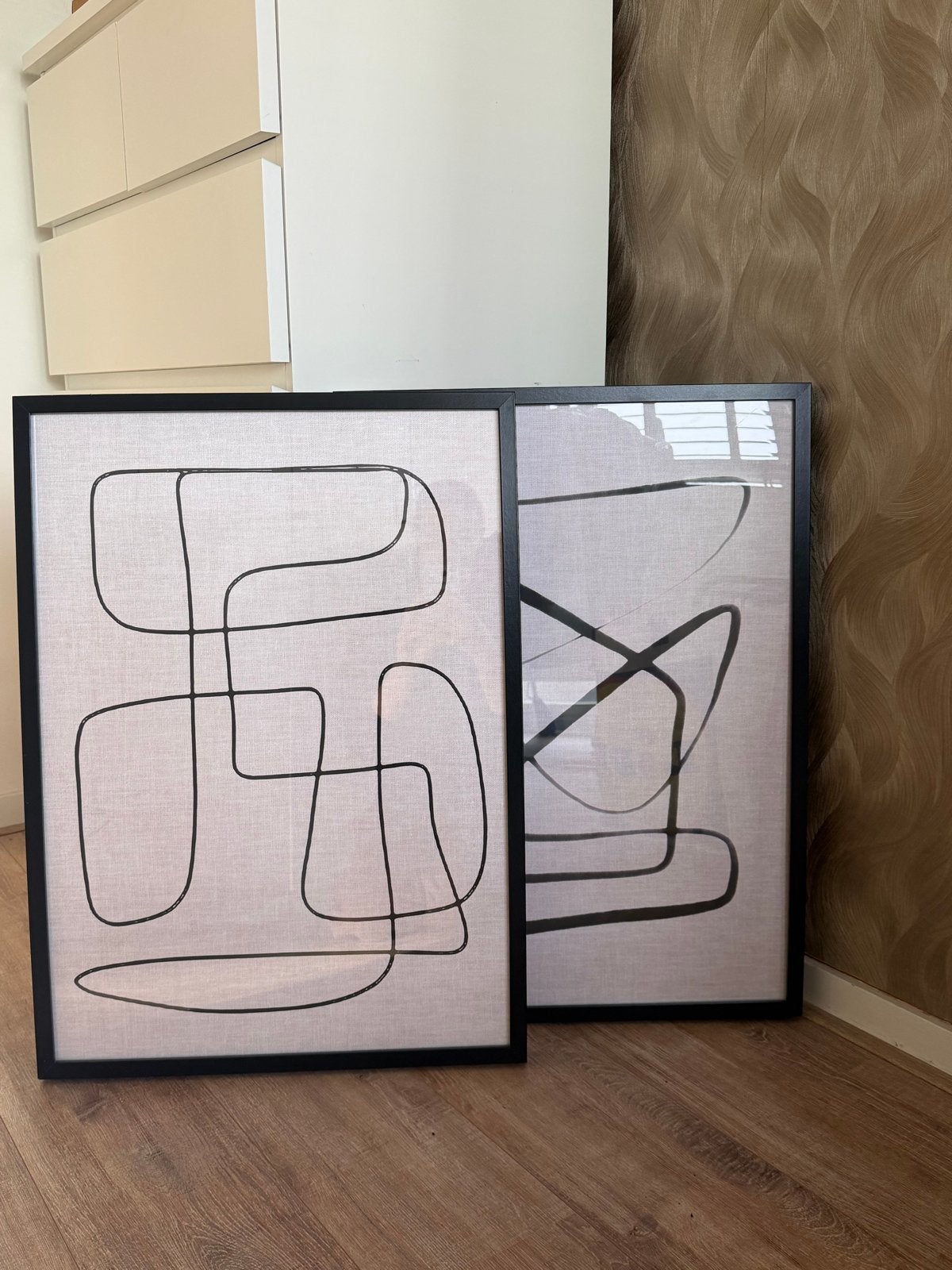 2 Grote Japandi Stijl Posters met Lijst - 52,5x75,5cm, Huis en Inrichting, 50 – 75, Ophalen of Verzenden, Zo goed als nieuw, Foto of Poster