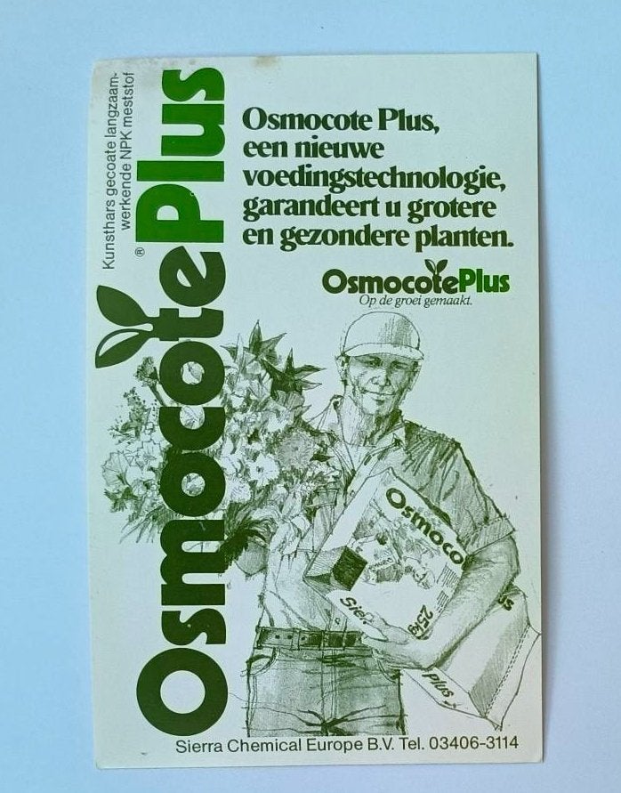 Sticker Osmocote plus plantenvoeding, Verzamelen, Ophalen of Verzenden, Zo goed als nieuw, Merk