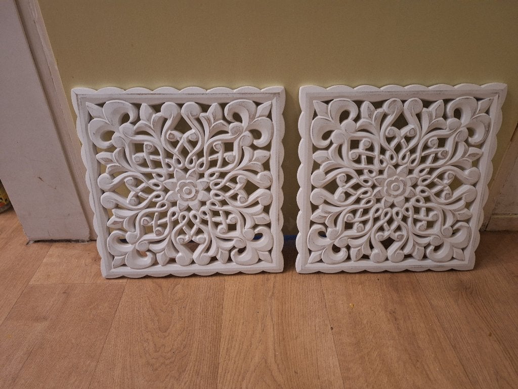 2 x Wanddecoratie, Huis en Inrichting, Ophalen, Hout, 37 cm, Zo goed als nieuw