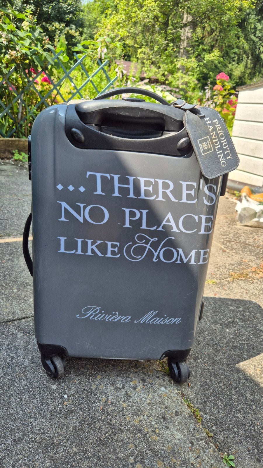 Riviera Maison Koffer - 'There's No Place Like Home', Wieltjes, Gebruikt, 50 tot 60 cm, Hard kunststof