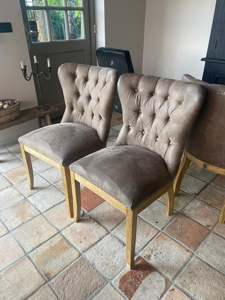 8  Rivièra Maison eetkamerstoelen - Pellini leer, Ophalen, Gebruikt, Overige kleuren, Leer