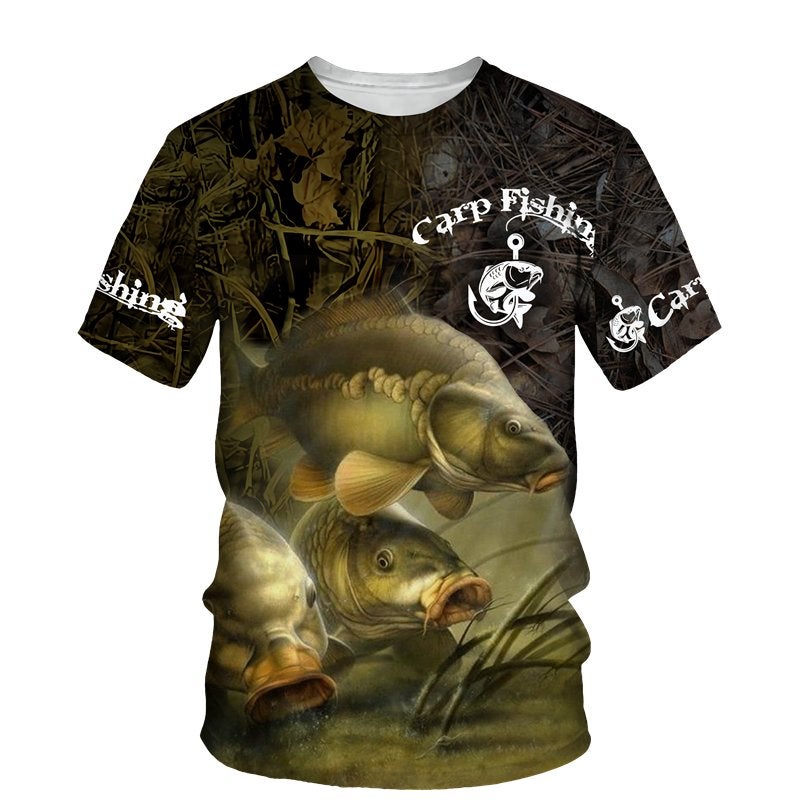 Vis t-shirt (heren mannen shirt karper vissen vissport), Verzenden, Nieuw, Overige maten, Zwart
