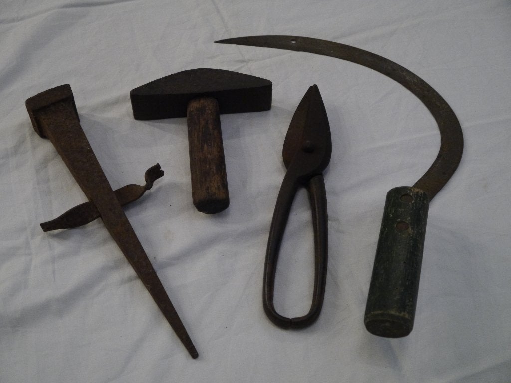 Sikkel, vintage snoeischaar, haarijzer en haarhamer, Ophalen of Verzenden